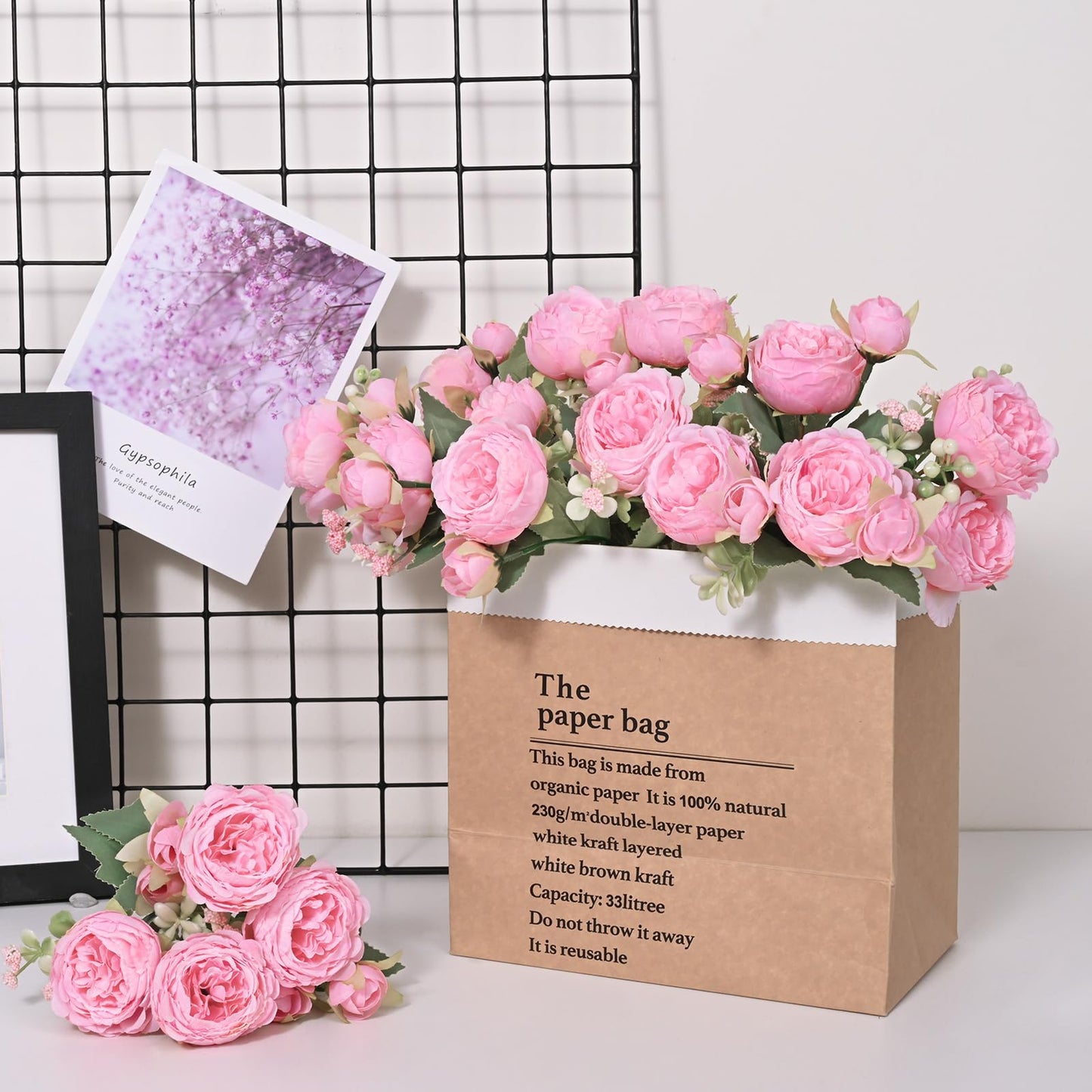 MARTINE MALL 2 Packs Peonies Artificial Flowers, Light Pink Artificial Peonies, Silk Peonies Flowers Fake Peonies Artificial Flowers Peonies Bouquet for Centerpiece Table Wedding Party Home Decor
