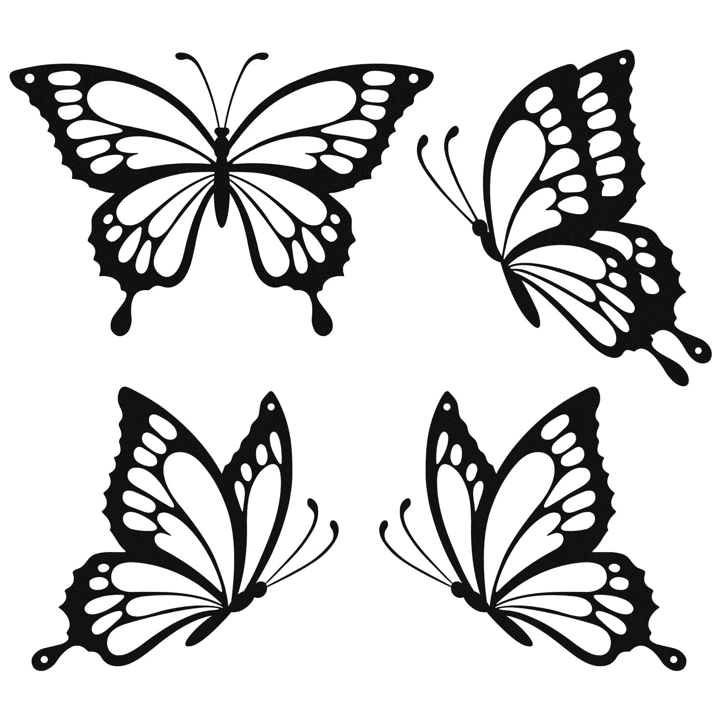 PoYang 4 Pieces Metal Butterfly Wall Decor - Butterflies Metal Wall Art for Living Room Dining Room Bedroom Bathroom Kitchen | Black | Lightweight | Cute and Modern | Easy to Install
