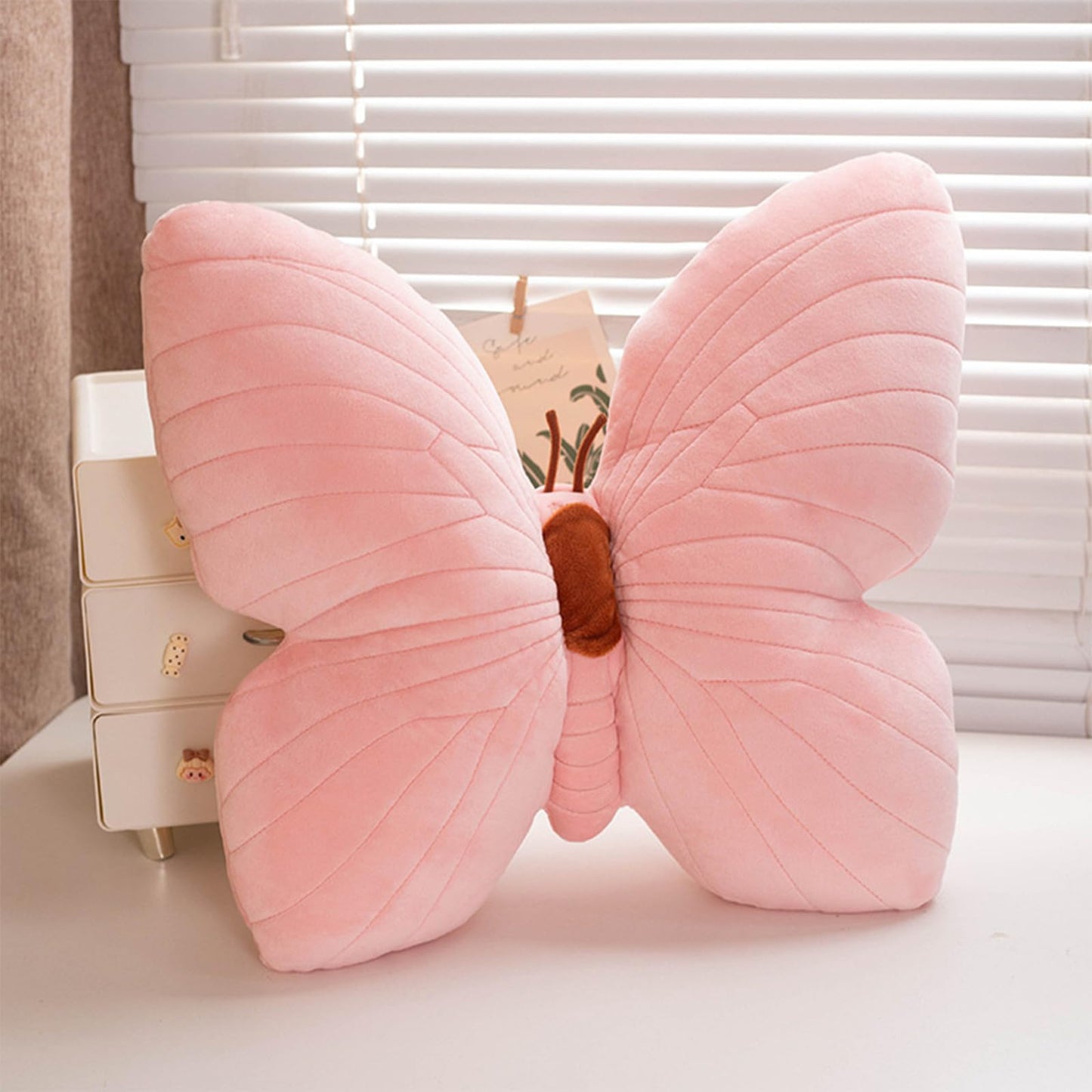PEACH CAT Butterfly Pillow Decorative Butterfly Shaped Throw Pillows 15.7" x 15.7" Cute Plush Cushion Decor for Bedroom Living Room Sofa Couch Pink