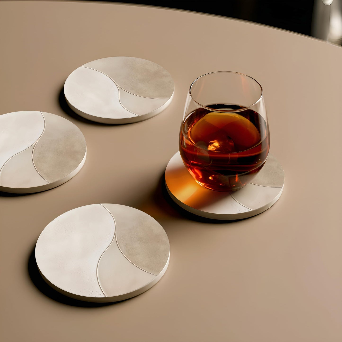 VEYRO Ceramic Coasters Set of 6 – Absorbent Stone Drink Coasters with Holder, Non-Slip Cork Backing, Modern Marble Look Coasters for Coffee Table, Desk & Home Decor