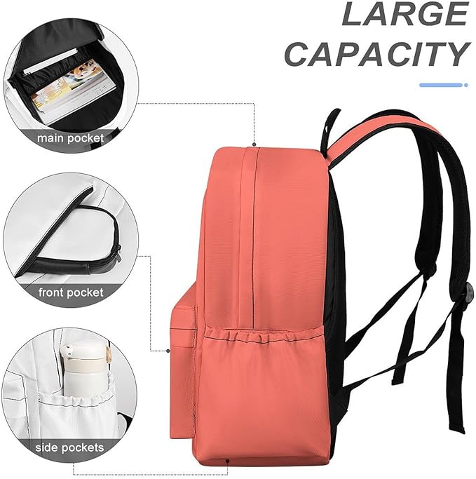 Living Coral Backpack Adult Travel Daybag for Women Men College Backpack for Vacation Hiking Camping Bag