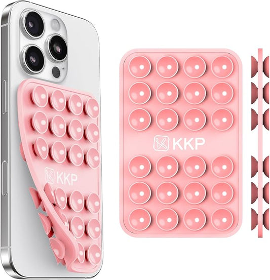 KKP Classic MAX - Silicone Suction Phone Case Adhesive Mount - Hands-Free, Strong Grip Holder for Selfies and Videos - iPhone and Android Compatible - 2.6″ x 3.9″