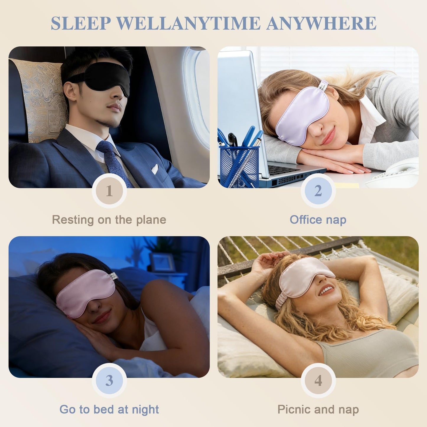 Doitory Silk Sleep Mask,Eye Mask for Sleep Women Men,Mulberry Sleeping Mask with Adjustable Strap,Blindfold Blackout Eye Mask for Travel and Full Night's Sleep,Nap
