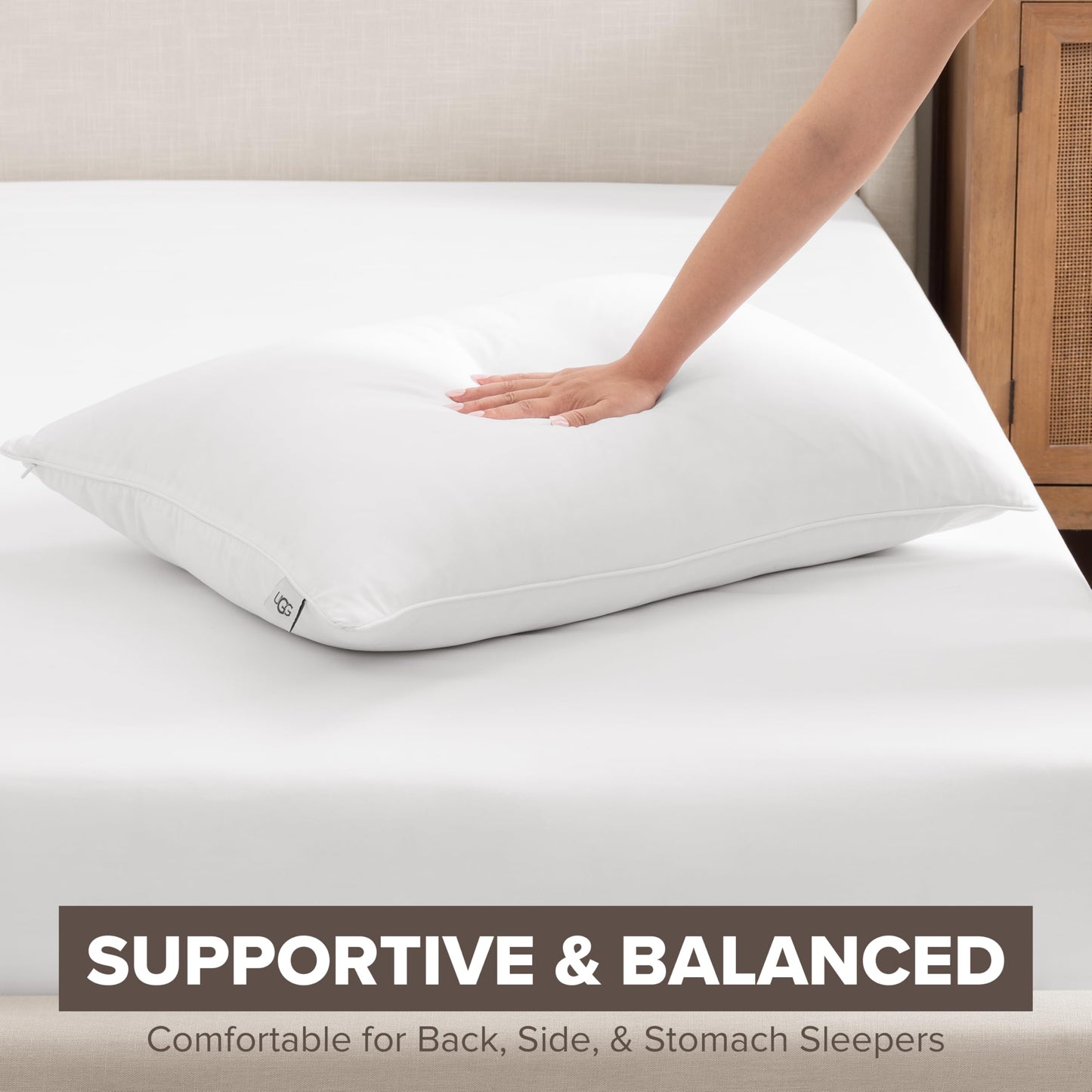 UGG Danielle Cooling Pillow King Size Hypoallergenic Down Alternative Luxury Hotel Bed Pillow for Stomach Back or Side Sleeper with Machine Washable Cover, 20-inch x 36-inch, White