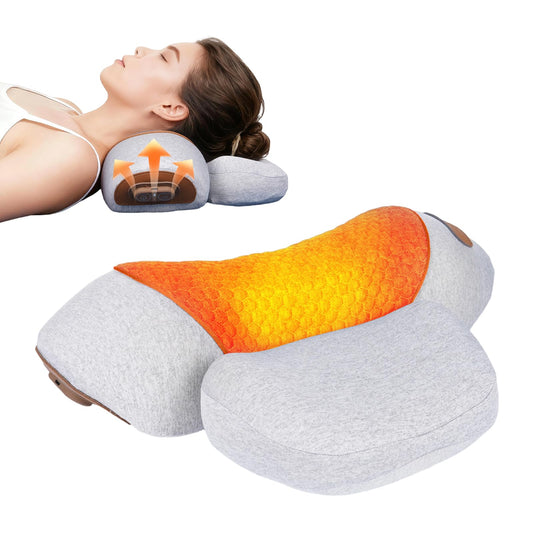 Pillow Traction Massager 2026 New for Neck Hump - 3-In-1 Cervical Neck Pillow with Heat Therapy, Memory Foam for Shoulder Neck Pain Relief, Ergonomic Massager Gray(Plug-In Only, Not Battery-Powered）