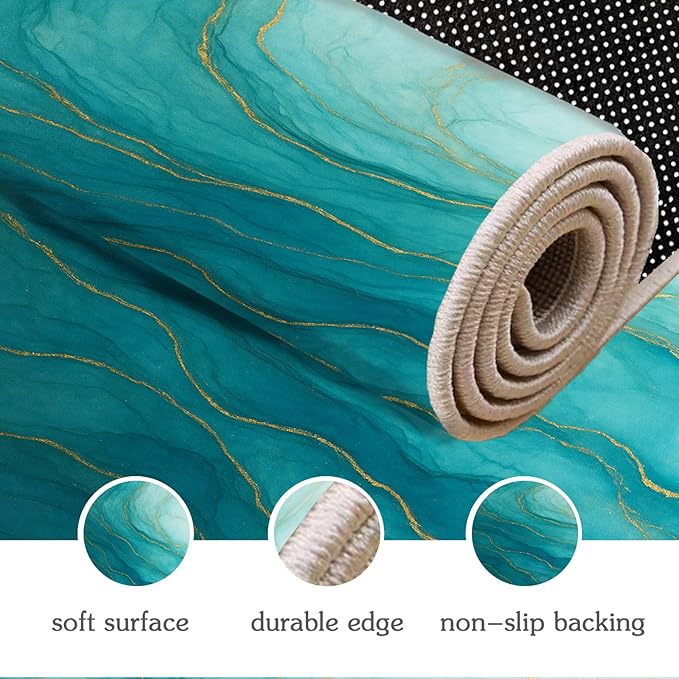 Luxury Marble Rug - 5x8 Area Rug, Abstract Marble Rugs, Abstract Modern Outdoor Rugs, Washable & Non Slip Carpet Home Decor