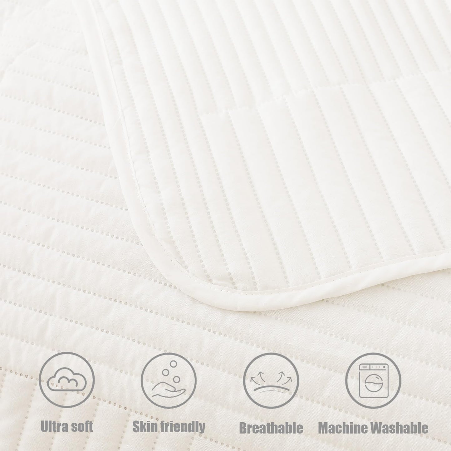 Whale Flotilla Ultra Soft Queen Quilt Bedding Set, Lightweight Microfiber White Quilts Bedspreads Full Size, 3 Piece Ultrasonic Geometric Coverlet Bed Cover for All Seasons