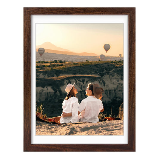 Golden State Art 12x16 Picture Frame with Mat for 11x14 Picture - Shatter Resistant Plexiglass - Engineered Wood Gallery Wall Frame for 30x40 cm Print (Dark Brown, 1 Pack)