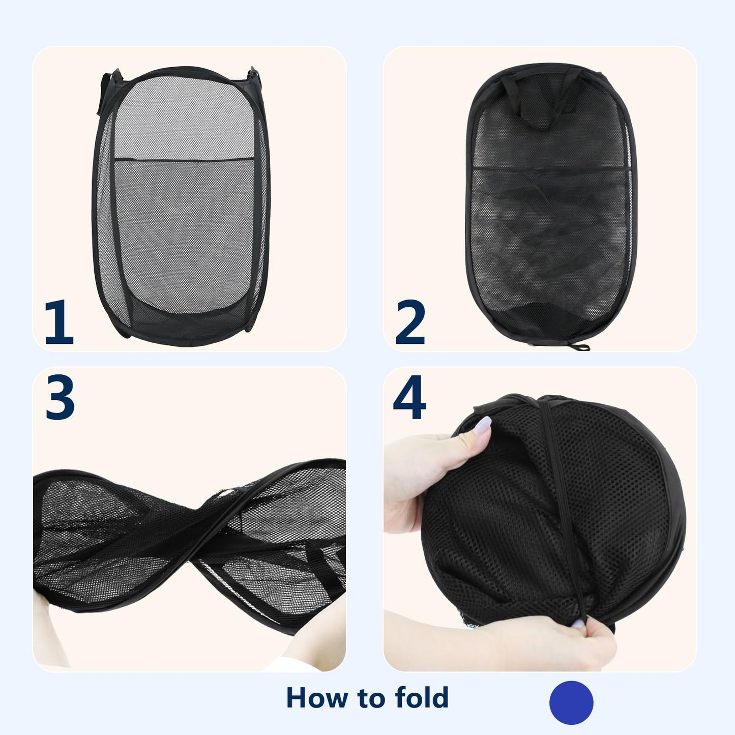 LXLOVESM Pop Up Laundry Hamper, Mesh Laundry Basket Collapsible, Foldable Hamper for Travel and Storage, 3 Pack (Black+Pink+Blue)