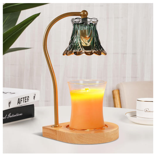 BODEVEDOB Candle Warmer Lamp with Timer,Dimmable Electric Fragrance Wax Warmer,Elegant Home Decor Melt Warming Heater As Best Birthday Gifts for Women mom(Golden-Green)