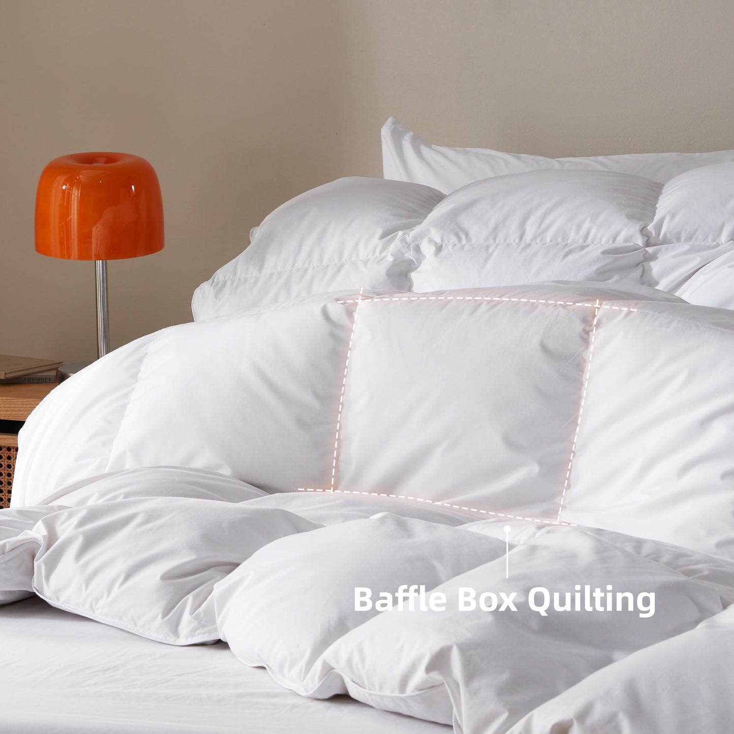 WENERSI Goose Feather Down Comforter King Size,100% Organic Cotton Duvet Insert,All-Season Luxury Duvet Insert with Baffle Box Design, 750+Fill Power Hotel Collection Bedding Comforter