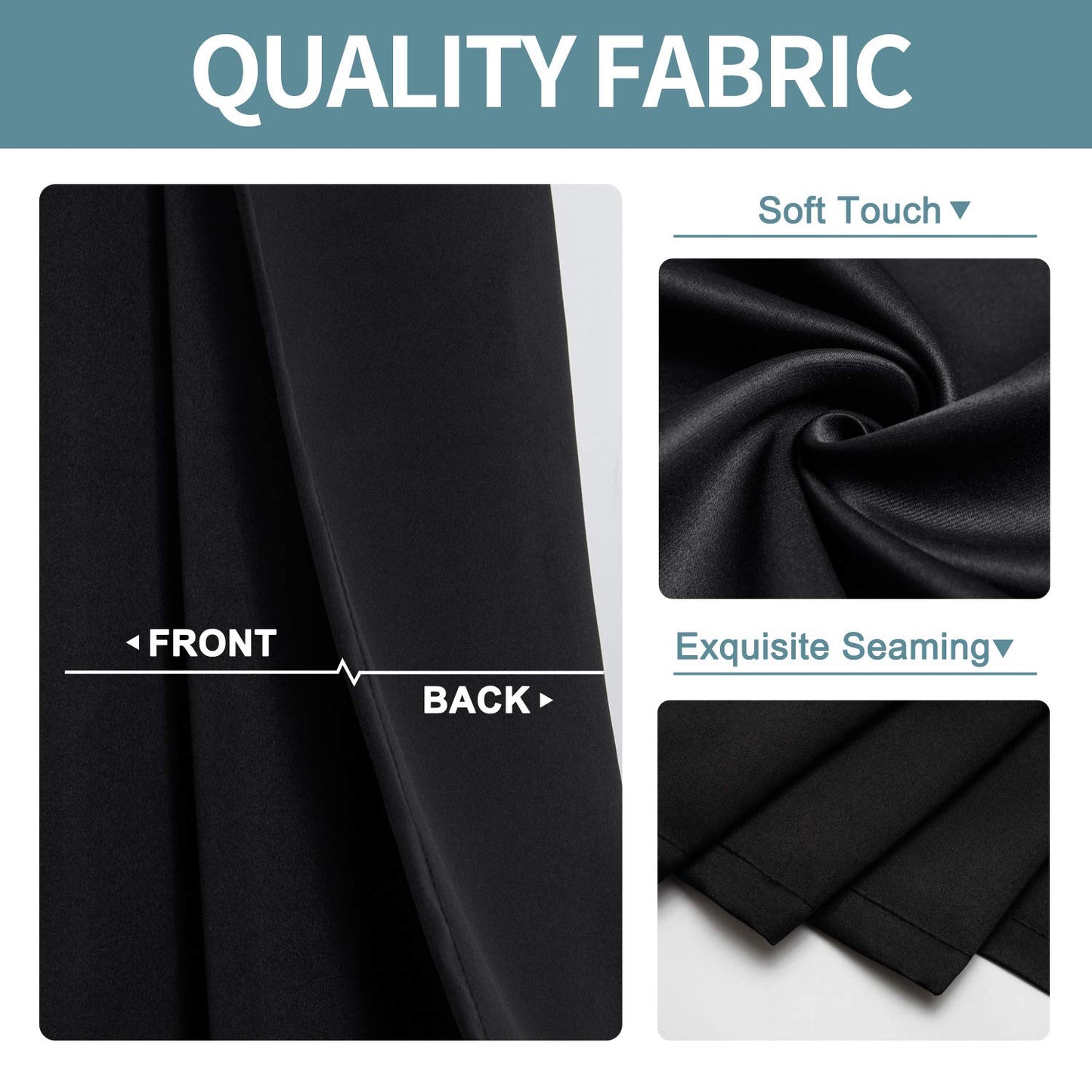 ChrisDowa Grommet Blackout Curtains for Bedroom - Thermal Insulated Room Darkening Curtains for Living Room (1 Panel Set, Black,42W x 63L)