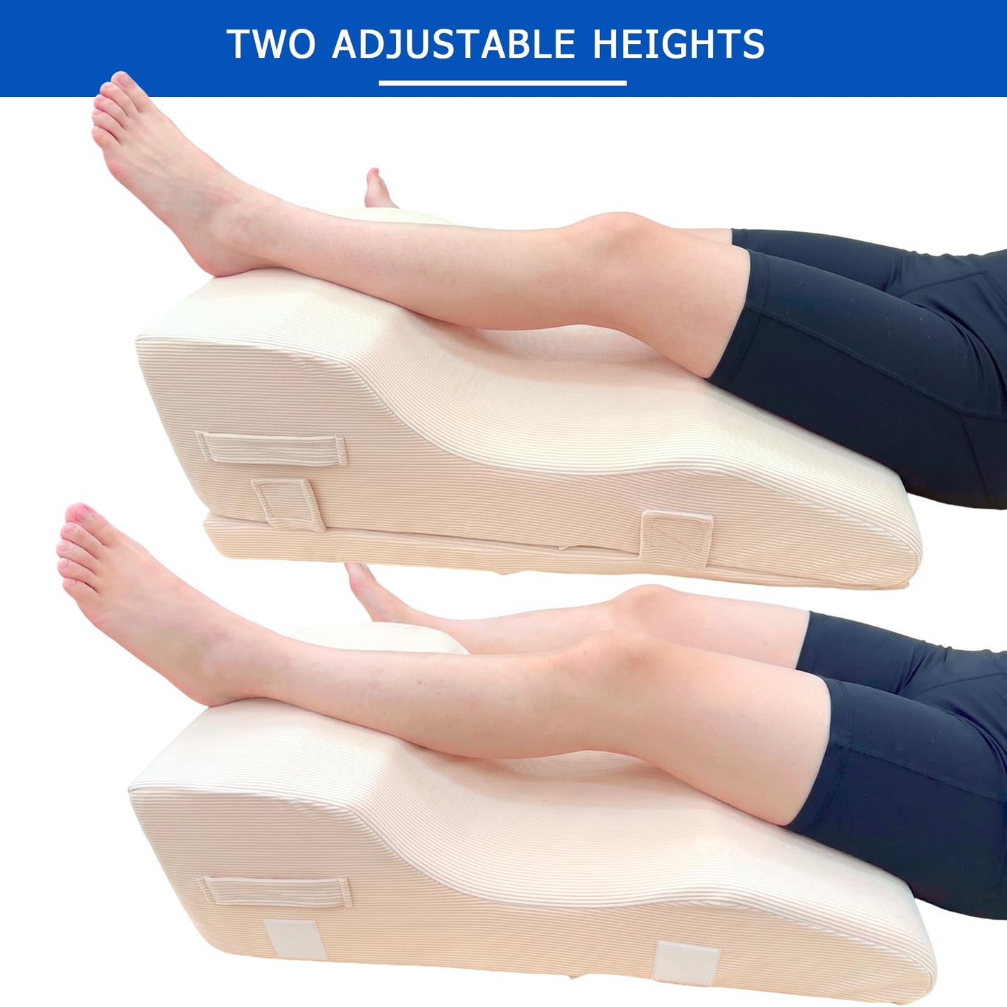 Wellbrance Leg Elevation Pillows for After Surgery, Adjustable Height Wedge Pillow with Removable Knee Insert for 0° Extension & Recovery, Support for Knee Replacement, Hip, Ankle, Corduroy Cover