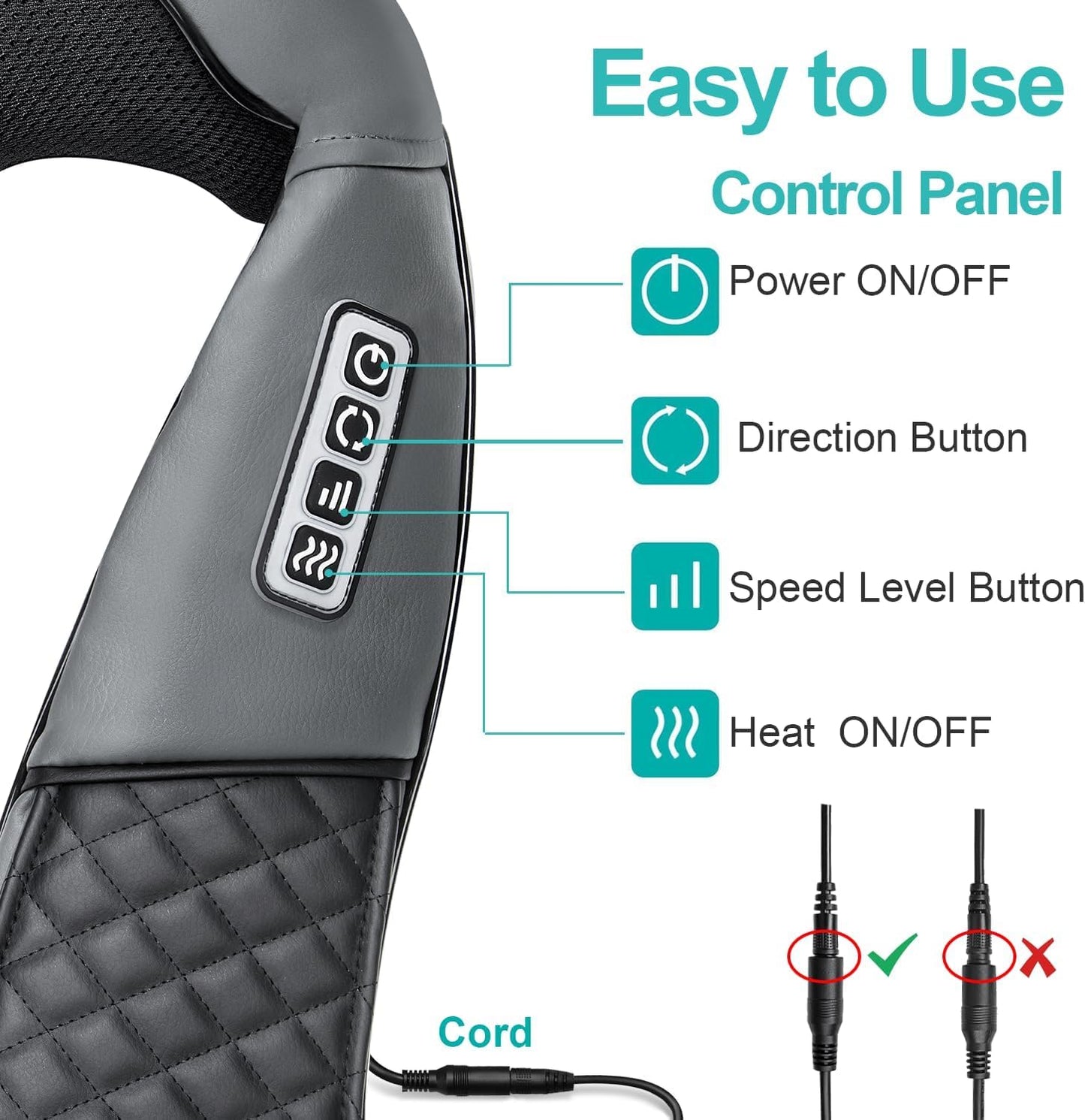 Medcursor Neck Massager - Portable Electric Shiatsu Back Massage Device with Heat, Deep Tissue 3D Kneading Pillow for Muscle Pain Relief, Valentines Day Gifts - Includes Carry Bag (No Battery)