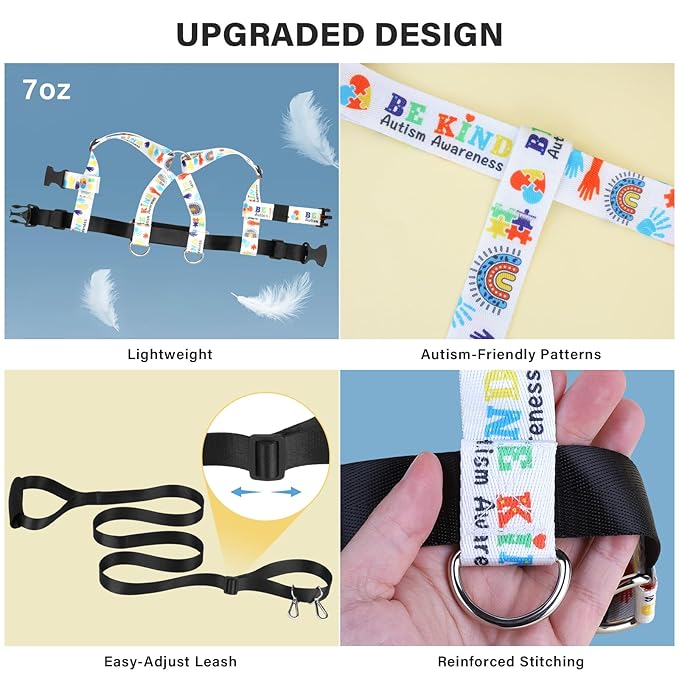 HOOMTREE Safety Walking Harness and Leash for Autism & Special Needs Kids Ages 3-6 with Easy-Adjust Tether + Emergency Grab Handle for Wandering Prevention & Calm Outdoor Adventures