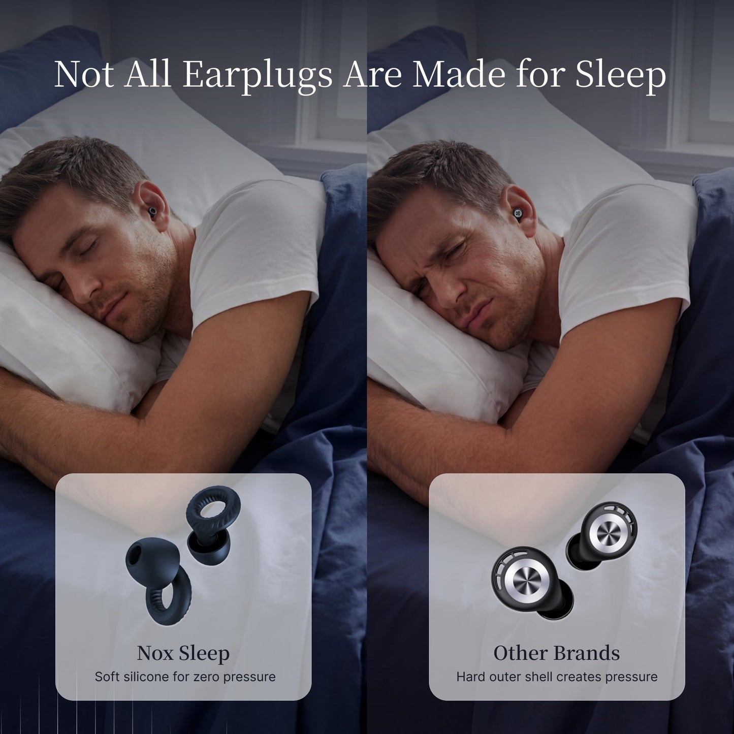Nox Sleep Earplugs for Side Sleepers – Reusable Soft Silicone Ear Plugs for Sleeping – Comfortable Noise Reducing Earplugs for Snoring, Travel & Deep Sleep – 28dB Reusable Ear Plugs