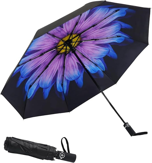 SY COMPACT Travel Umbrella - Windproof Automatic Compact Umbrella, Lightweight Waterproof Design for Backpack, Car & Purse