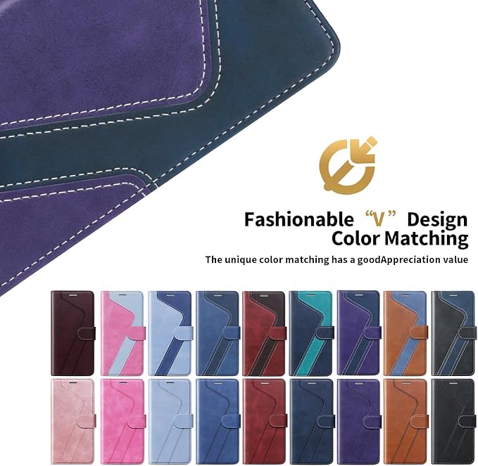 CIVICASE for iPhone 15 Plus Wallet Case,Leather Flip Case RFID Blocking Credit Card Holder Folio Magnetic Stand TPU Shockproof Cover Compatible with iPhone 15 Plus Purple Blue