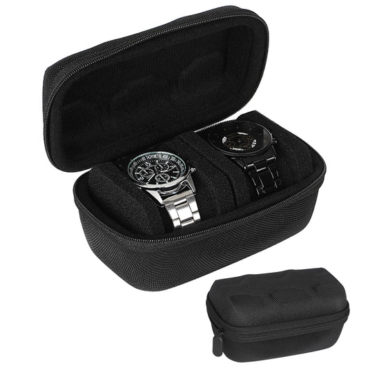 Jeonnfp Watch Travel Case for Men and Women Portable Watch Box Organizer Zipper Single Watch Storage Roll with Soft Watch Pillow(Black, 2slots)