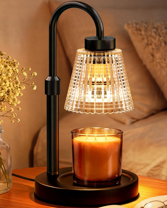 Girece Candle Warmer Lamp with Timer and Dimmer, Adjustable Height Electric Candle Warmer for Jar Candles, 2 Bulbs, Birthday Gifts for Women, Modern Home Decor Housewarming Gifts New Home