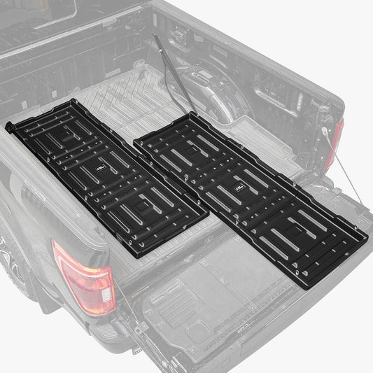 JOYTUTUS Adjustable Slide-Out Truck Bed Cargo Tray Compatible with Ford Silverado Ram GMC Sierra Gladiator Toyota Tacoma, HDPE Heavy-Duty Cargo Storage Tray, 350 LBS Load Capacity