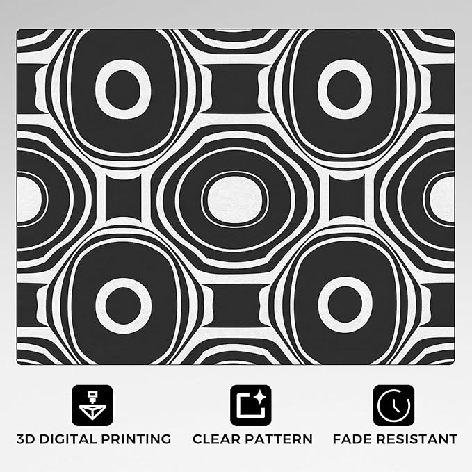 Black and White Geometric Rugs for Entryway, 2x3 ft, Ring Circle Area Rugs for Bedroom Kitchen Entrance, Soft Non Slip Washable Modern Abstract Indoor Door Mat Home Decorations Dt-Ghf-31
