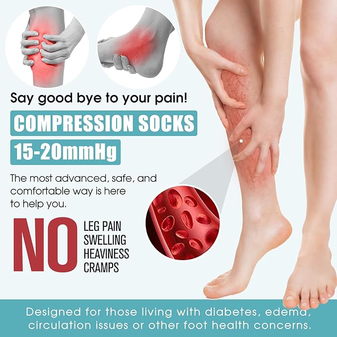 Laite Hebe Compression Socks for Women & Men Circulation(6 pairs)-Graduated Supports Socks for Running, Athletic Sports