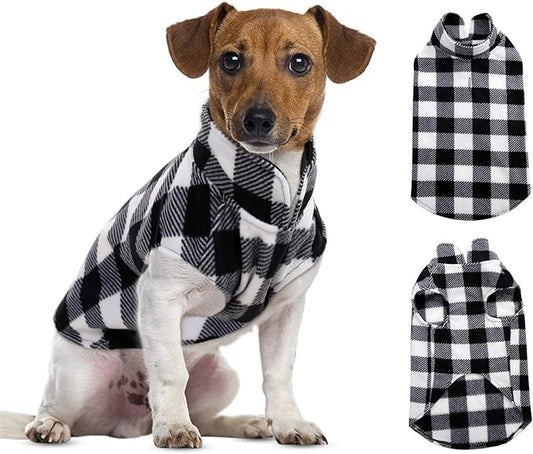ASENKU Dog Sweater, Plaid Fleece Dogs Vest, Soft Warm Pet Clothes, Cold Weather Puppy Jacket, Comfortable Pullover Shirt for Tiny & Small Dog Breeds Only