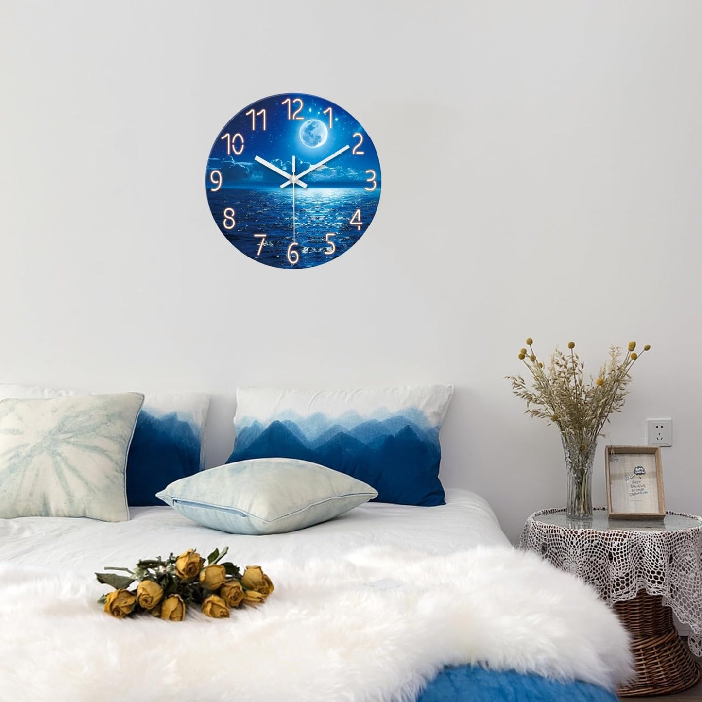 XFM Large Blue Moon Wall Clock Battery Operated 20 Inch