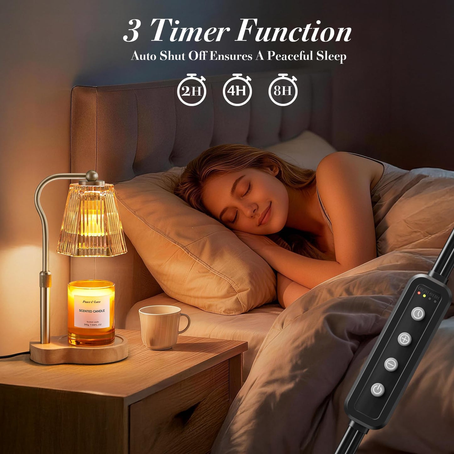 AODHGR Candle Warmer Lamp with Timer Dimmable, Flameless Scented Wax Melter for Jar Candles, Adjustable Height Home Decor Night Light, Birthday Gift for Women Mom Friend Families Housewarming, Amber