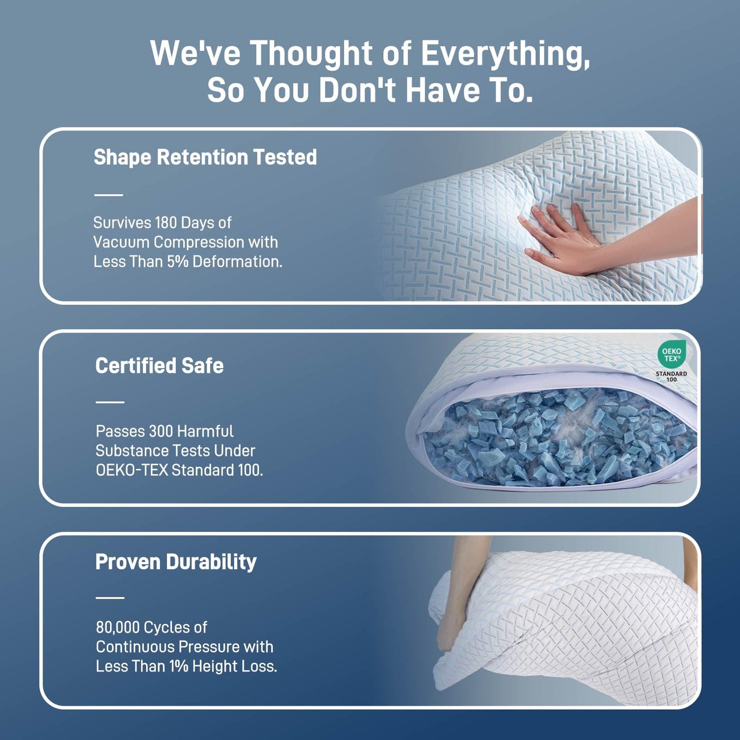 Alkyonos Shredded Memory Foam Cooling Medium Soft Bamboo Viscose Pillows Queen Size Set of 2, Adjustable Hypoallergenic Hotel Quality Pillows for Back, Stomach and Side Sleeper, Oeko-TEX Certified