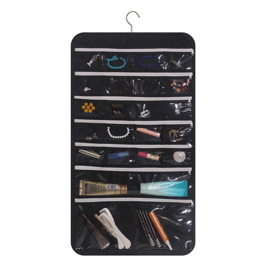 DIOMMELL Hanging Jewelry Organizer 47 Pockets with Zipper for Earrings Necklace Bracelet Ring Accessory Display Storage Bag Travel Holder Box