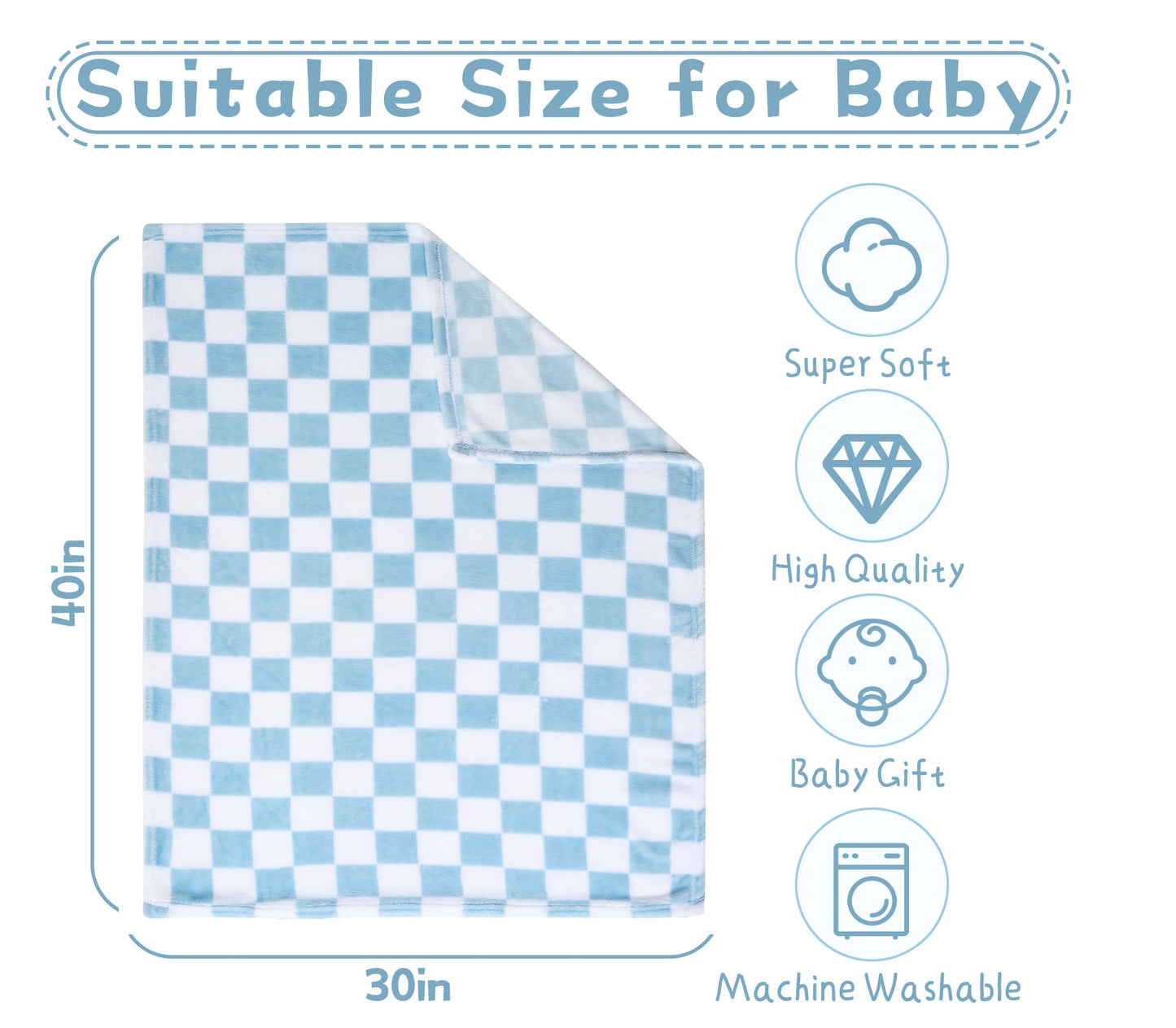 Yagle Mate 4 Pcs Baby Blankets, Fluffy Small Crib Baby Blankets for Boys, Fleece Checkered Blanket, Toddler Receiving Blankets 30×40