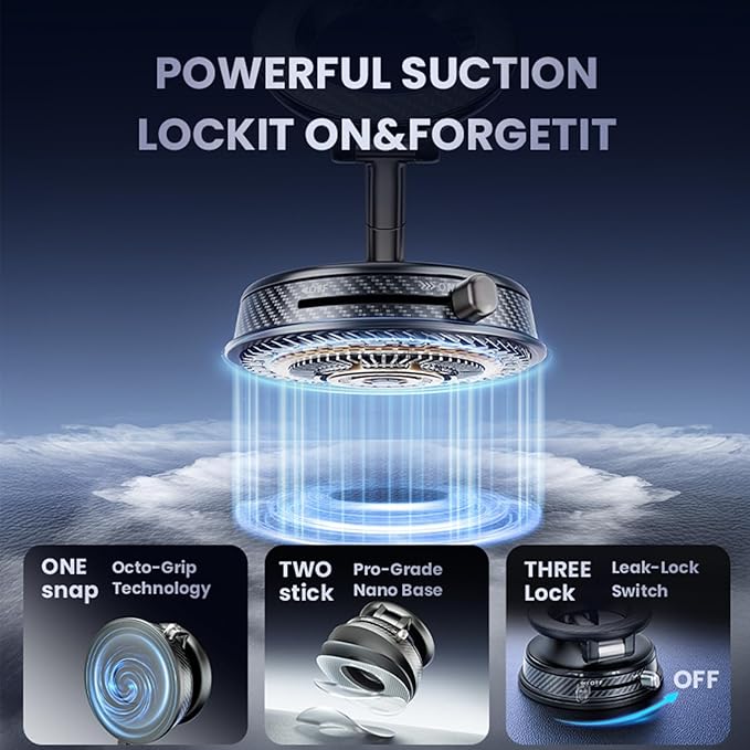 Vacuum Magnetic Phone Holder for Car, Magsafe Car Mount 360 Adjustable Vacuum Suction Cup, Phone Mount for Car Accessories/Windshield/Mirror/Kitchen/Gym for iPhone 17 Pro Max 16 15 14 13