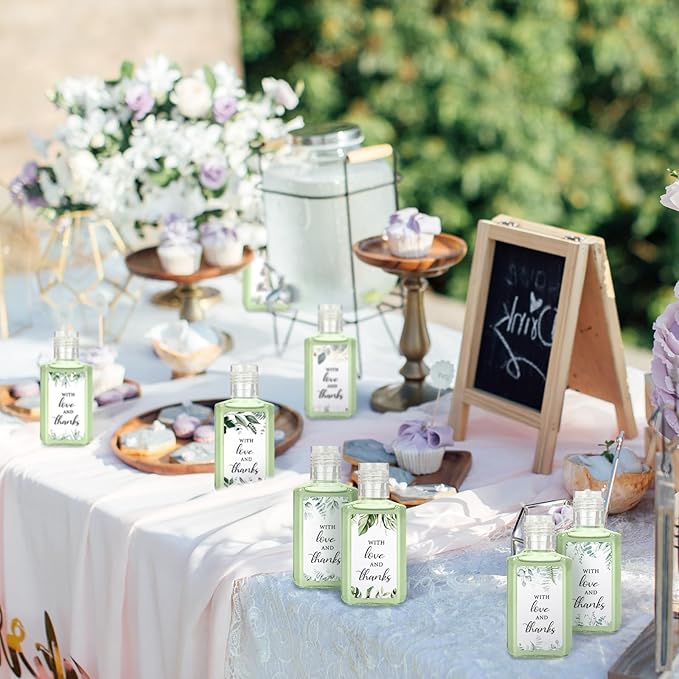 50 Pcs Eucalyptus Leaf Mini Hand Sanitizer Bulk Thank You Gift Favors Small Hand Sanitizer for Guest 1fl oz Travel Size Hand Soap Gift for Wedding and Baby Shower Supplies
