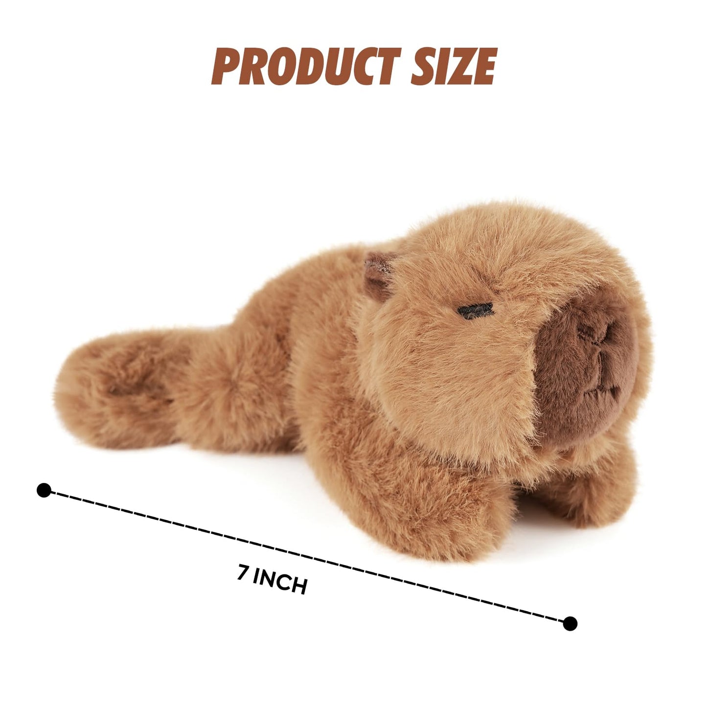 PEACH CAT Capybara Plush 7" Cute Capibara Stuffed Animals Soft Plushies Toys Gifts for Kids Brown