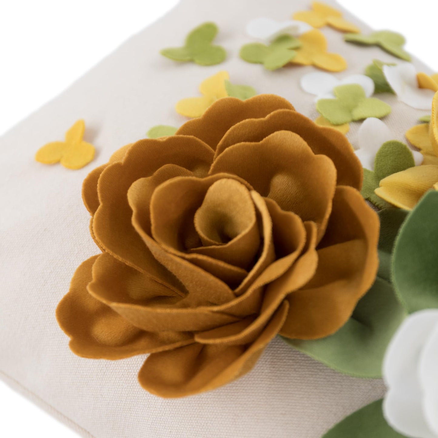 KINGROSE 3D Flower Decorative Throw Pillow Cover Floral Cushion Cover Handmade Pillow Case for Sofa Couch Chair Living Room Bed Home Decor 12 x 20 Inches Yellow