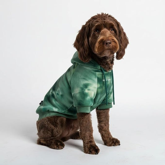 Spark Paws Dog Hoodie – Premium Dog Sweater for Small, Medium, and Large Dogs | Warm Outfits for French Bulldogs, Pitbull, Puppy, Winter Jacket Alternative - Green Skydye, 2XL