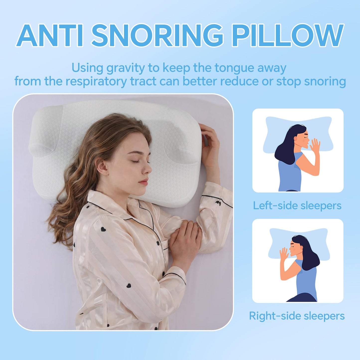 ROYALAY Ergonomic Memory Foam Pillow for Side Sleepers, Contoured Support Pillow for Comfortable Sleeping with Detachable Washable Cover
