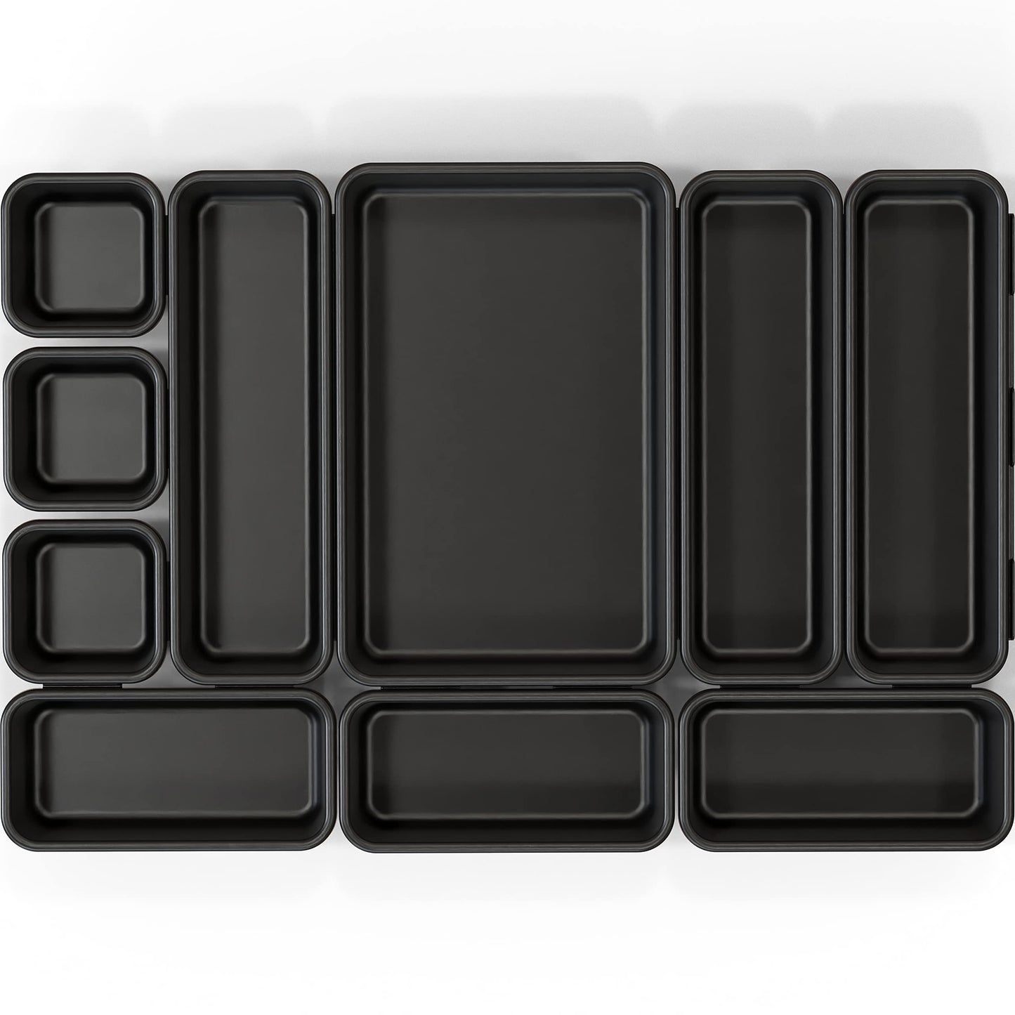 Simple Houseware Interlocking Desk Drawer Bins Organizer, 10 Packs, Black