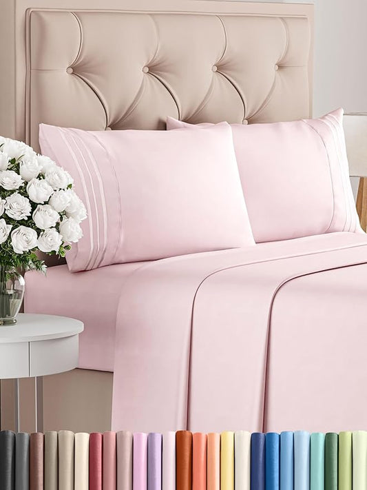 King Size 4 Piece Sheet Set - Comfy Breathable & Cooling Bed Sheets Set - Hotel Luxury Bedding for Women, Men, Kids, Teens, Boys & Girls - Deep Pockets, Soft, Wrinkle Free - Oeko-Tex - Lavender Pink