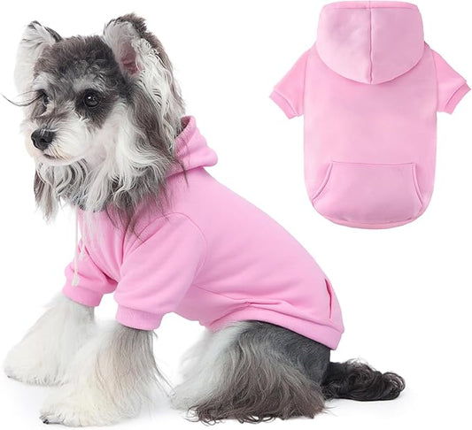 BAOBICUTE Dog Basic Hoodie Soft Dog Clothes Cold Weather Sweaters for Medium Large Dogs Cozy Fabric Warm Sweatshirt with Leash Hole (Pink, S (Back: 12.6",Chest:18.11", Neck: 13.78"))