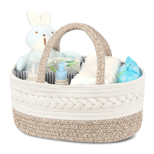 Maliton Diaper Caddy Organizer for Baby, Cotton Rope Baby Gift Basket, Portable Diaper Organizer for changing table, Nursery Storage Organizer, Shower Gifts for Newborn,baby essentials
