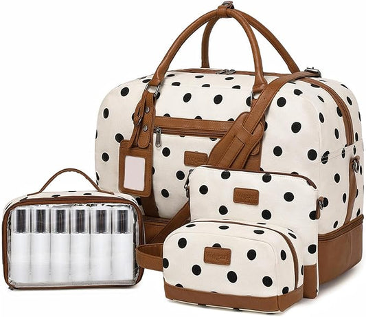 Wogarl Weekender Bags for Women Large Canvas Overnight Bag Travel Duffel Bags Carry on Shoulder Weekend Bag with Shoe Compartment for Travel Night Flight Daily Use