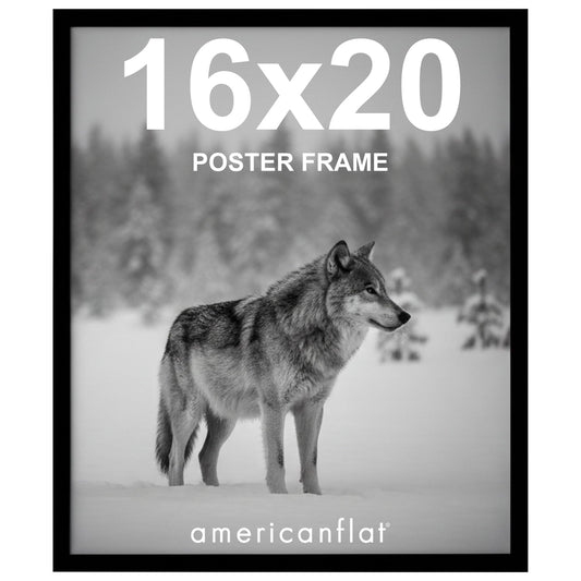 Americanflat 16x20 Picture Frame with Polished Plexiglass - Streamline Collection - Thin Border Picture Frame for Wall Display - Hanging Hardware Included - Black