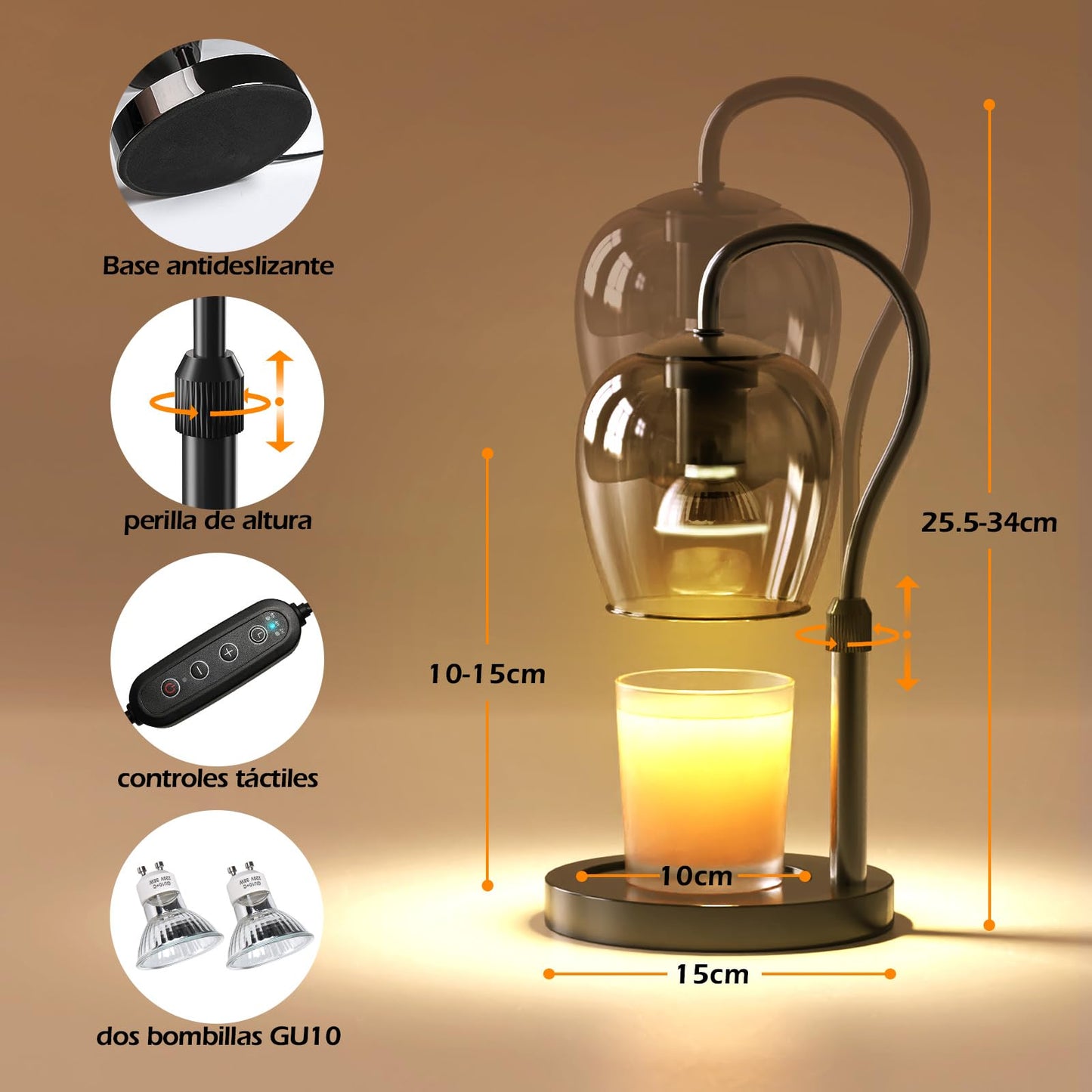 WYghyronic Candle Warmer Lamp with Timer & Dimmable 4-Level Brightness - Adjustable Height,for New Home Bedroom, Gifts for Women