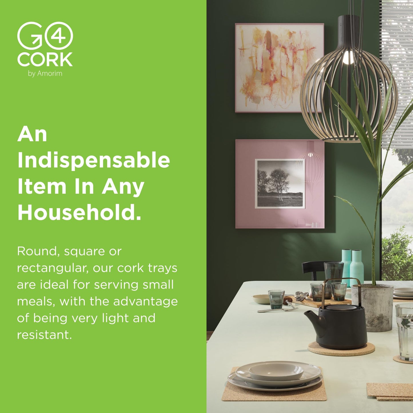 Go4Cork Cork Rectangular Tray - 300x200mm (11,81" x7,87) | Heat Resistent, Reusable, Easy to Clean