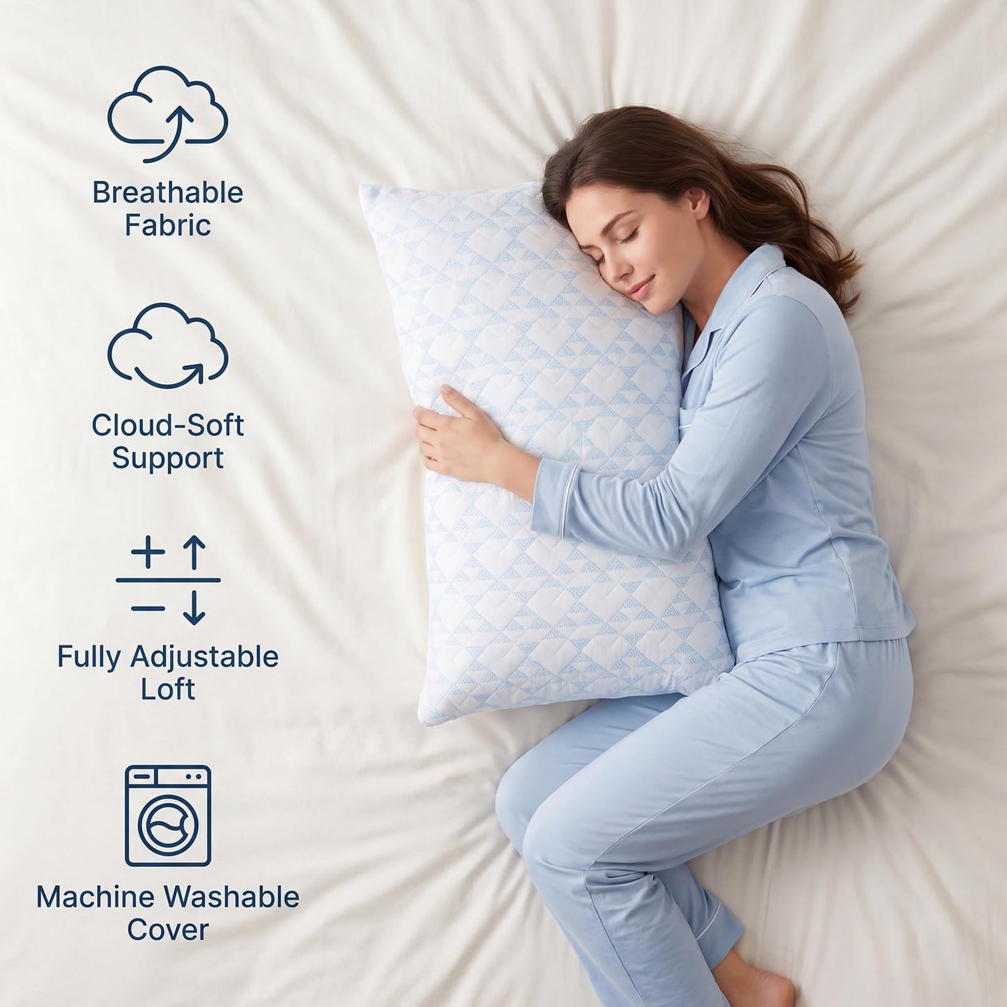 Alkyonos Shredded Memory Foam Pillows for Sleeping, Adjustable Firm Pillow for Side, Back and Stomach Sleepers, Very Soft ＆ Warm for Winter ＆ Spring, King Size Set of 2
