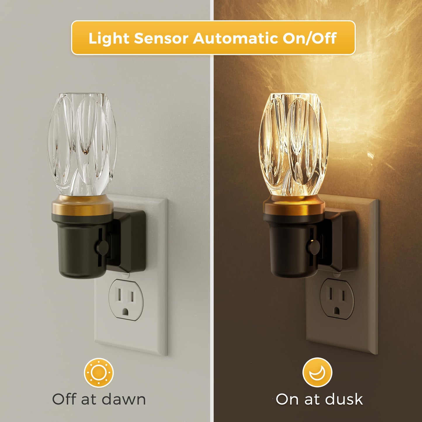 L LOHAS LED Night Lights Plug into Wall, Plug in Night Light with Light Sensor, Elegant Design Night Light for Bedroom Bathroom Hallway, 3 Pack