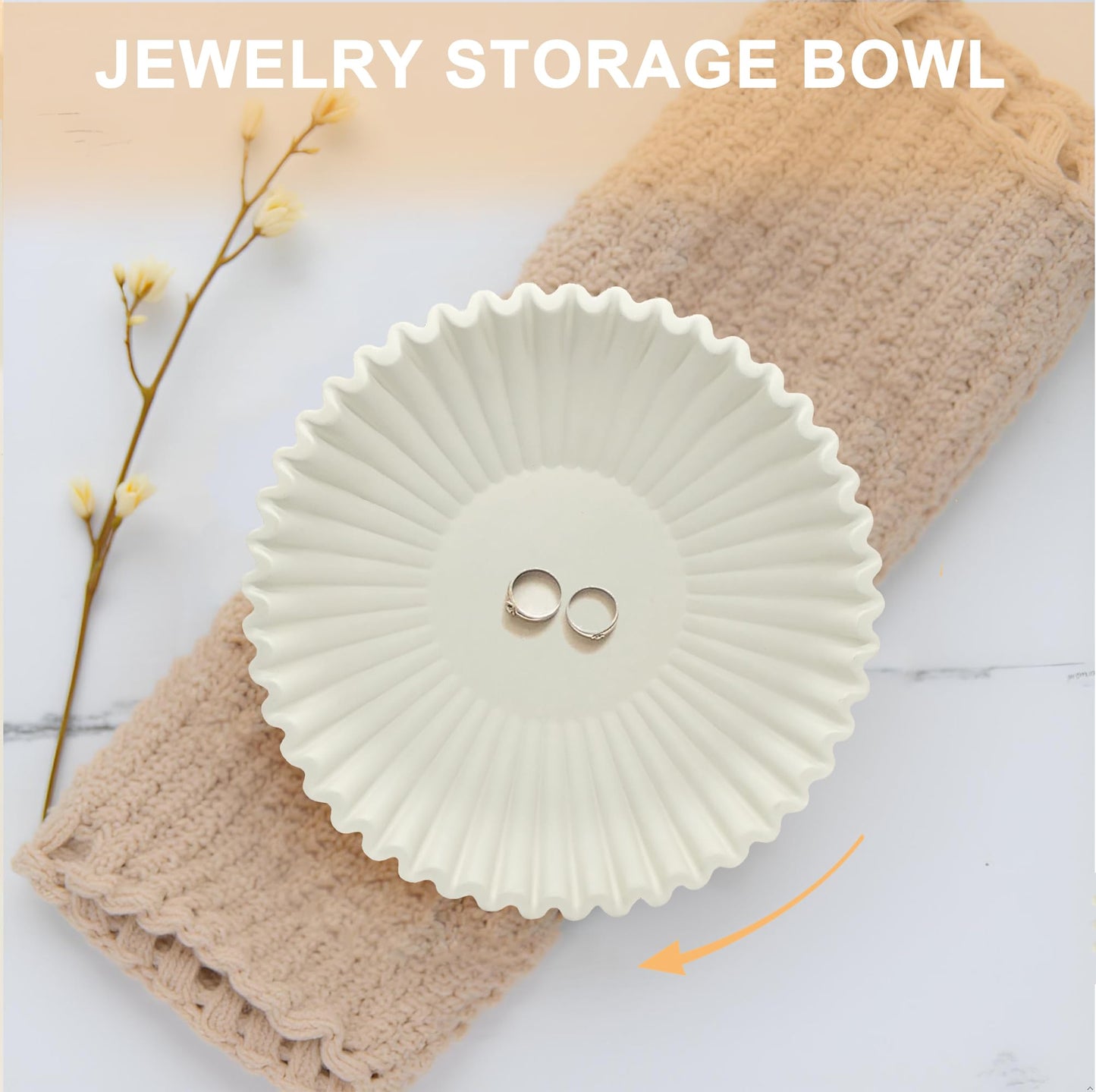OGANGART Beige Small Decorative Bowl for Home - Stylish Purse/Key Bowls for Entryway Table - Coffee Table Bowl - Artificial Resin Centerpiece Bowls